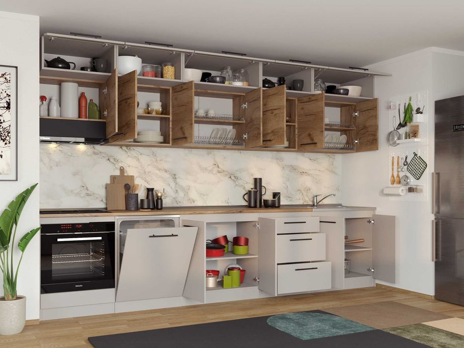 Set Mobila Bucatarie Linea 340 Casmir / Stejar C31 - Transport Gratuit