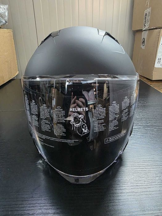 Casca Moto Open Face, Viziera Dubla, Omologata ECE 22.06, Negru Mat - NOUA