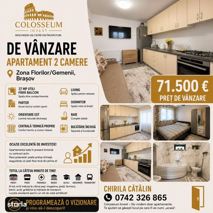 Apartament 2 camere mobilat si utilat zona Florilor /Gemenii