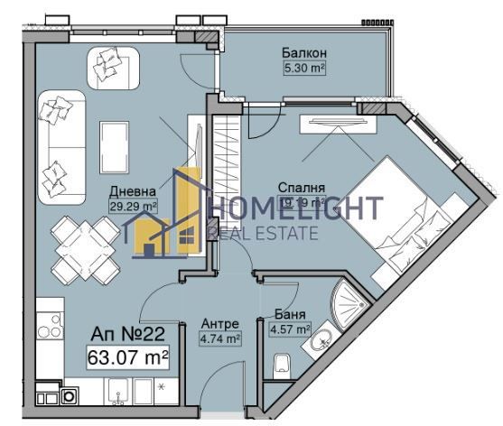 Двустаен апартамент в кв. Манастирски ливади - изток