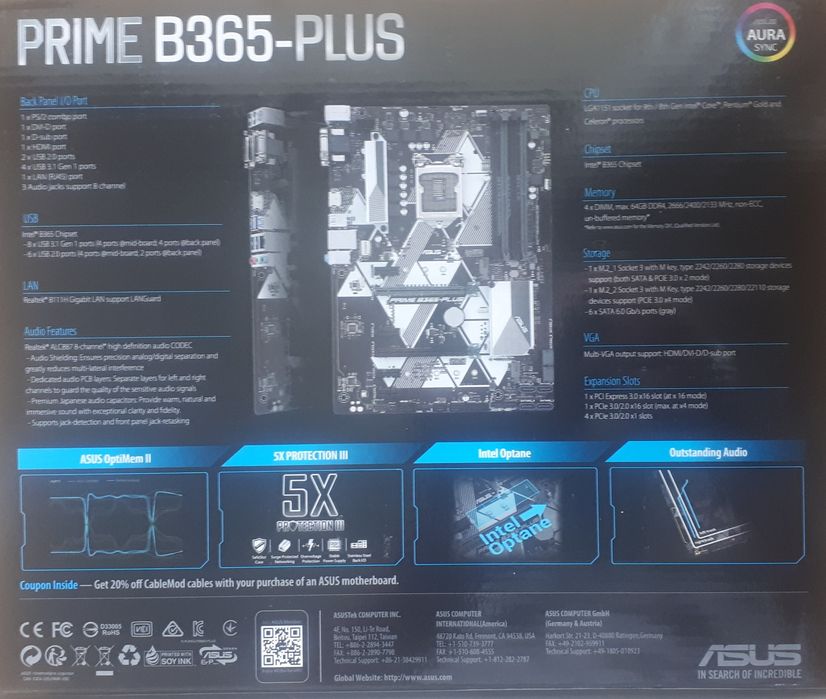 Asus prime B365-plus материнская плата
