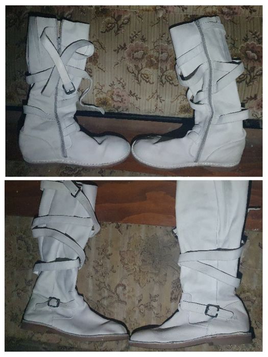 Cizme albe din piele intoarsa velur suede nr.41 dame femei unisex