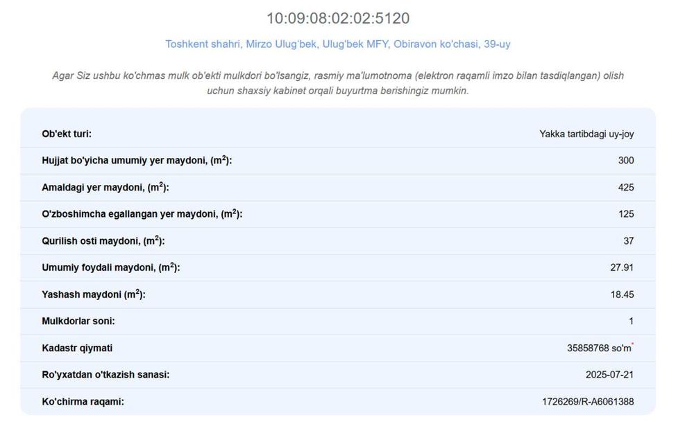 Продаётся участок 4.25 соток - Улугбек МФЙ