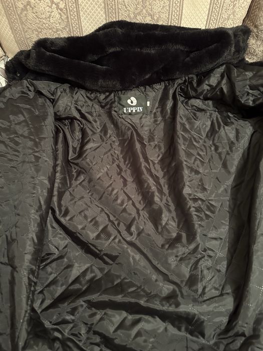 Шуба черная, экомех