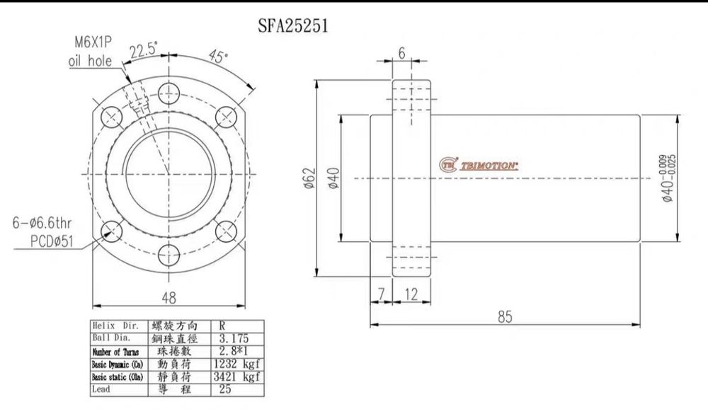 Вал для ЧПУ SFS2525  1 м.