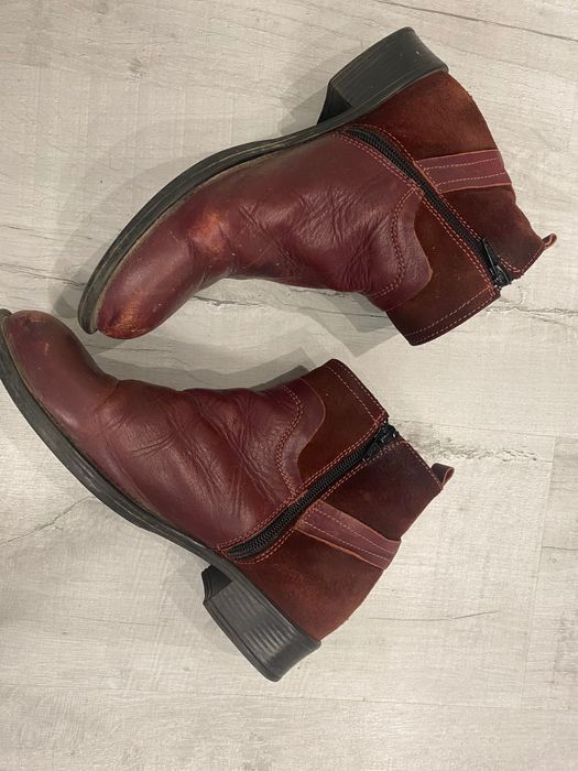 Зимни боти цвят бордо, кожа