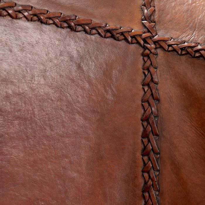 Фотьойл от тиково дърво и естествена кожа- ID ICS-251