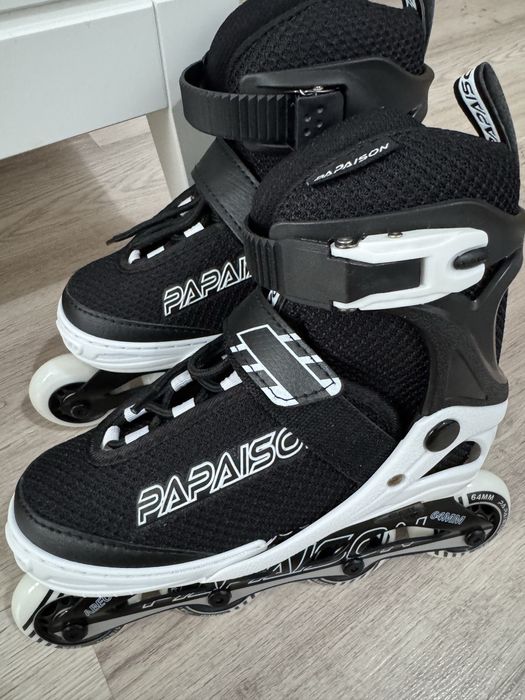 Role reglabile pentru copii si adulti, roti luminoase din silicon, 4 roti in linie, rulmenti ABEC-7, Aluminiu/poliuretan, marimea S 28-32