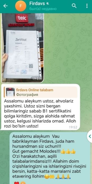 Nemis tili Online kurs Tajribali Ustozdan