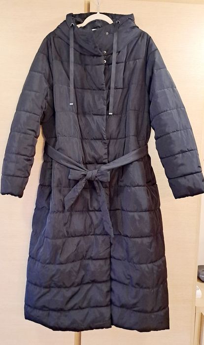 Дамско черно ватирано палто, XXL