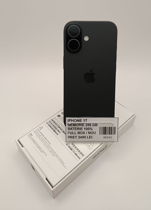 Royal amanet: iPhone 17 256Gb, baterie 100%, Full box/Nou
