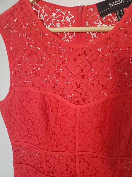 Rochie NISSA dantelă roșie ocazie cocktail botez