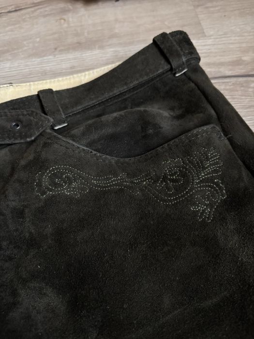 Pantaloni Autentici din Piele Întoarsă Naturală + Curea Piele