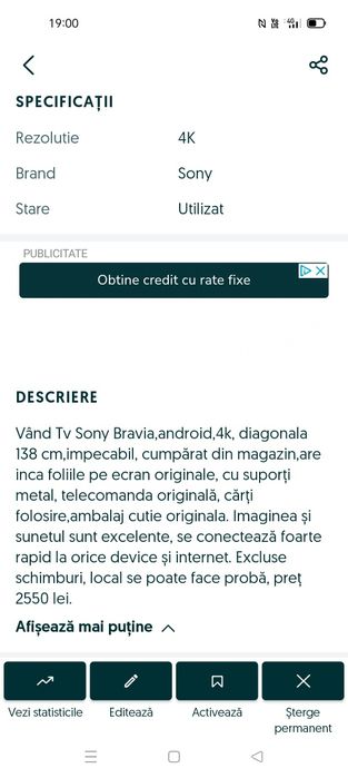 TV SONY android , impecabil