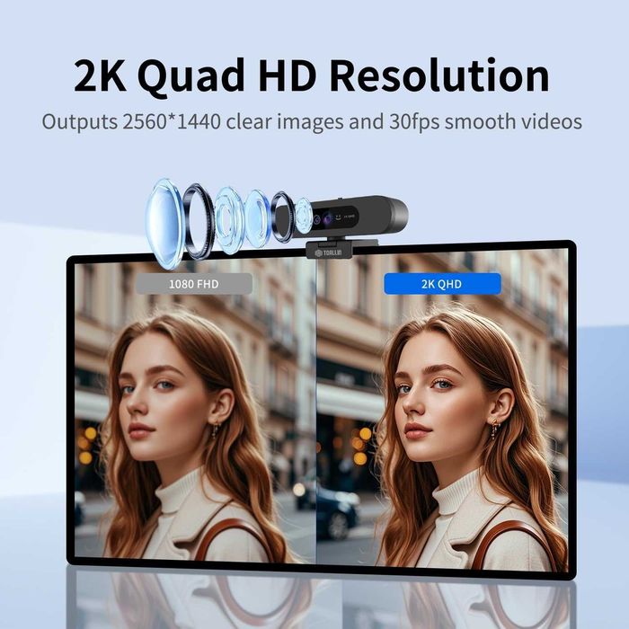 TOALLIN 2K QHD уеб камера за Windows Hello Face Login, IR камера