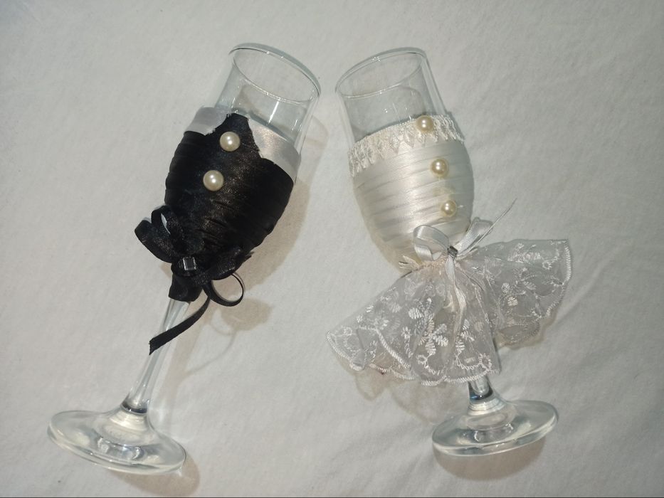 Свадебные бокалы невесты жениха аксессуары реквизит для фотосессии
