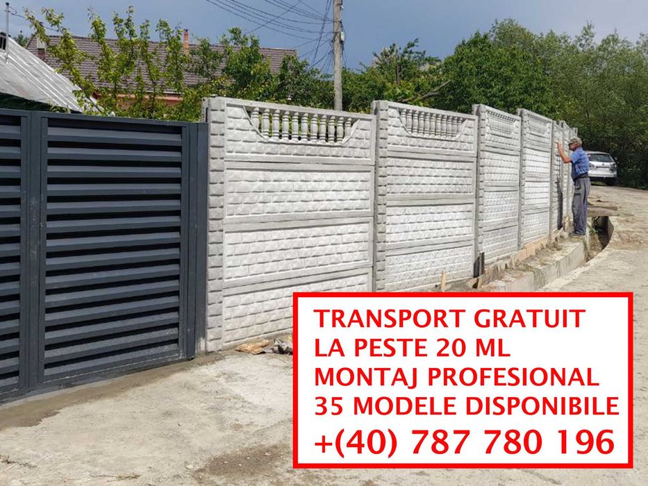 Gard din beton/35 Modele/Montaj/Transport GRATUIT la 20m+/Toata tara