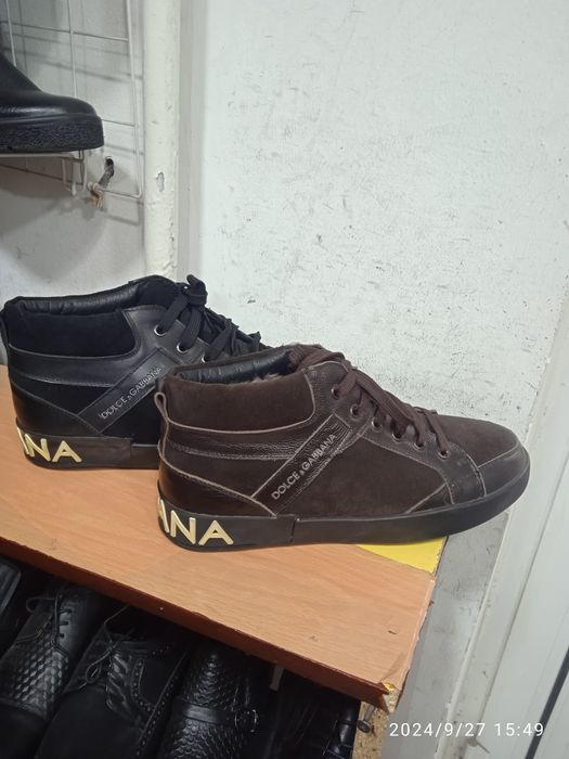 Кожаные кроссовки-ботинки,  с натуральным мехом внутри