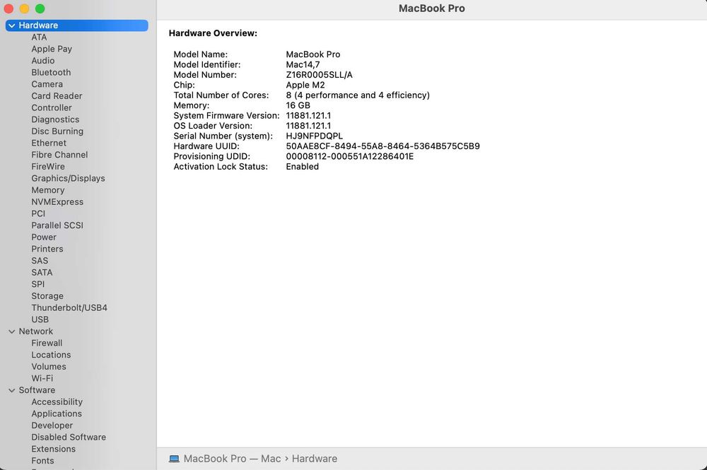 Apple Macbook Pro M2 90% 16/256GB