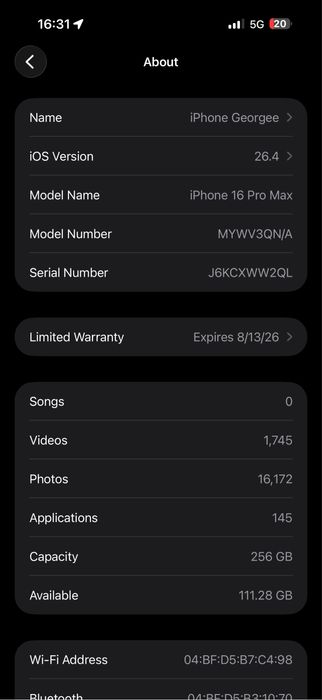 iPhone 16 Pro Max Black 256 GB