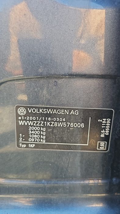 VW Golf 5 Plus CROSS, an 2008, 1.9 TDI, 105 cai cod motor BLS