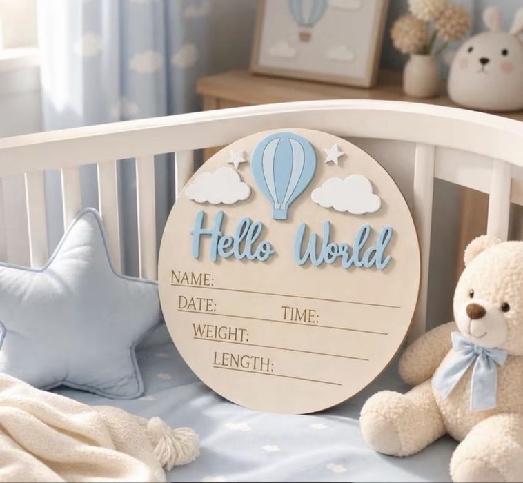 Табелка за бебе “Hello World”