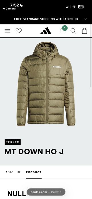 Пуховик Adidas Terrex MT Down Hooded