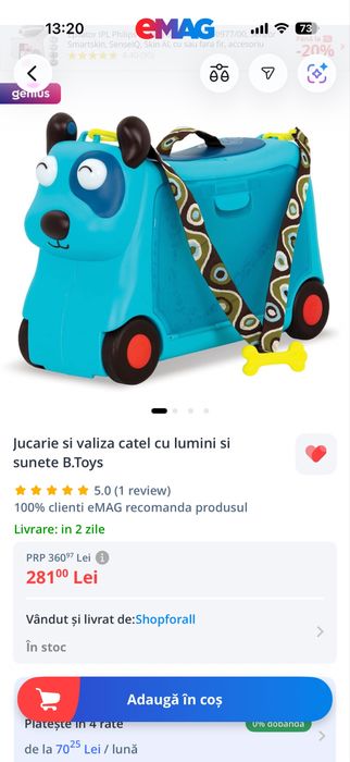 Jucarie si valiza catel cu lumini si sunete