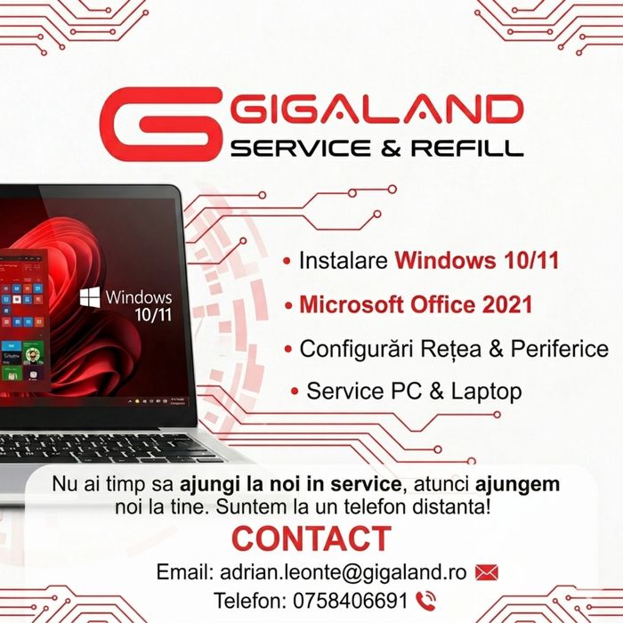 Instalare Windows | Microsoft Office | Service Laptop&Refill Gigaland