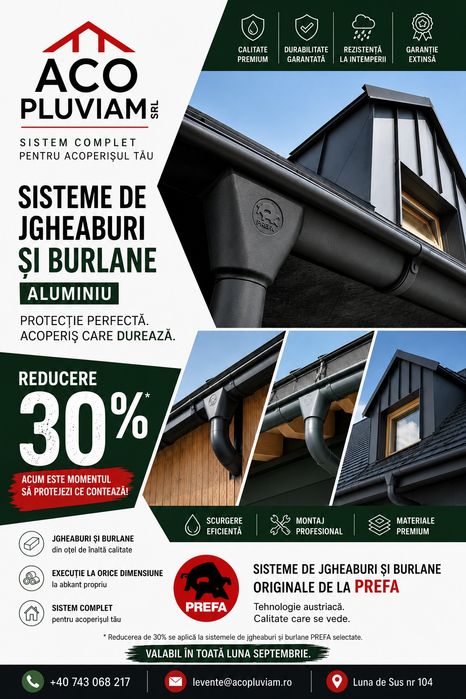 Jgheaburi patrate rotunde aluminiu  Prefa