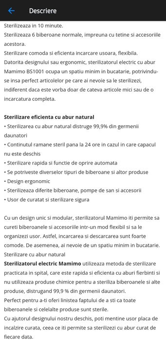 Sterilizator biberoane Mamimo