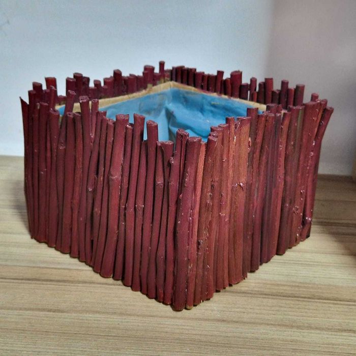 Set 2 cutii decorative cu crengute vopsite 15x15x10 cm