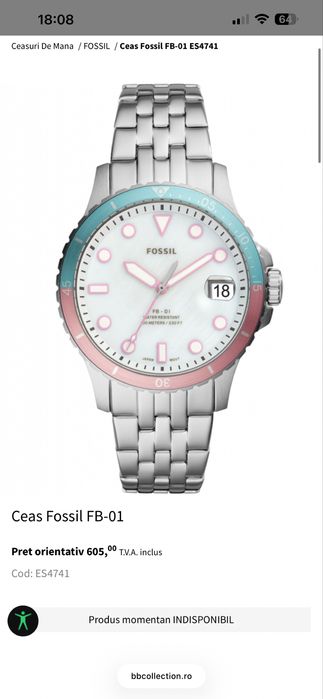 Ceas dama Fossil FB-01 ES4741 cadran Mother of pearl