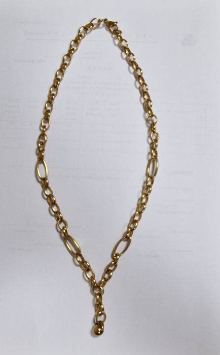 Комплект от колие и гривна със златна баня от медицинска стомана