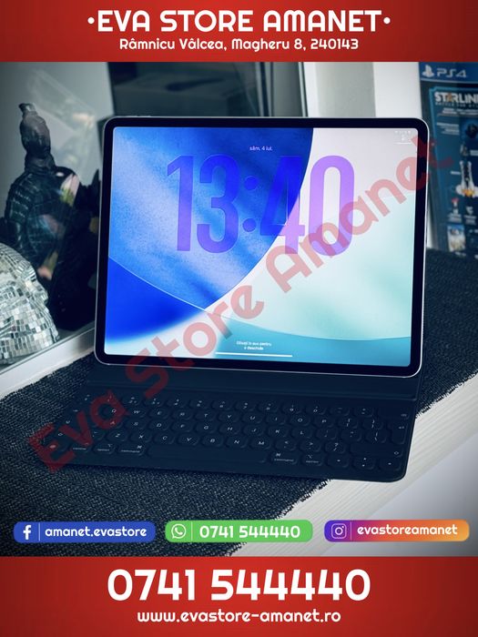Tableta Apple iPad Pro 12.9” (4th Gen) Silver  1TB  WiFi + Cellular Battery Life: 99% (66 cicluri) + Stylus ESR + Apple Magic Keyboard