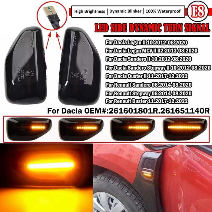Lampi semnalizare aripa dinamice Dacia Duster Logan Sandero