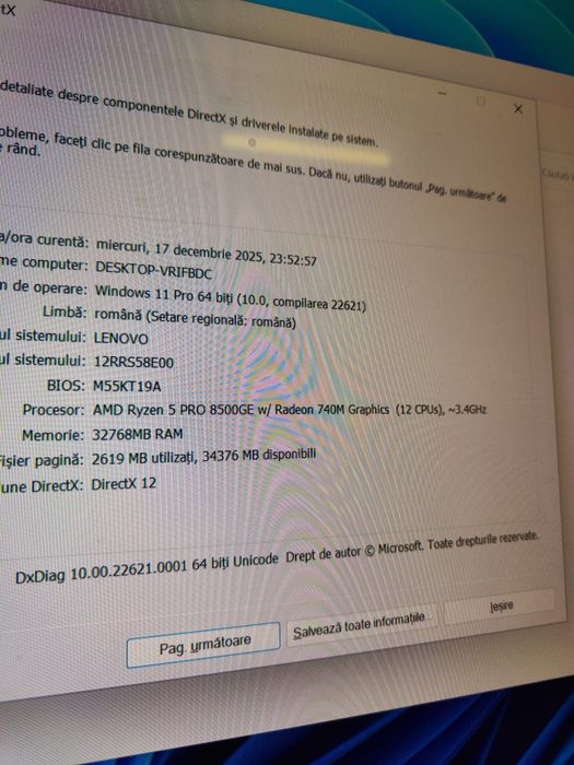 Unitate performanta mini pc  Lenovo Ryzen 5 8500ge,32GB RAM,512GB SSD