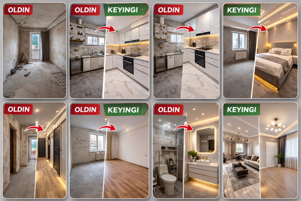 Kvartira Remonti m² bo‘yicha | Ремонт по площади пола