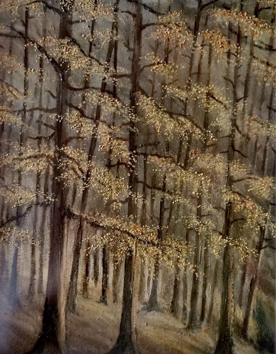 Картина импресионизъм масивна дървена рамка рефлексно стъкло паспарту