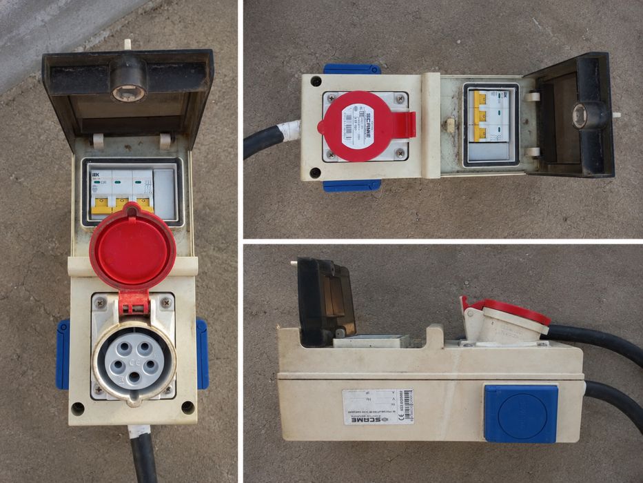 Tablou electric SCAME 400V 16A – priză trifazică + 2 prize Schuko | Folosit la un singur șantier