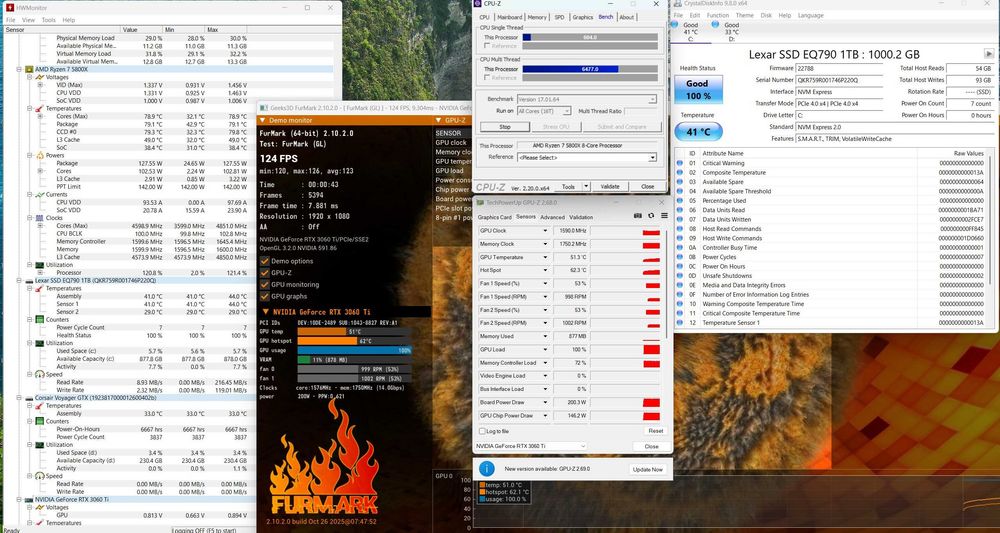 PC Gaming Ryzen 7 5800X RTX 3060Ti Asus TUF 8GB RAM 16GB DDR4 3200 SSD 1TB GEN4 sursa 660w platinum