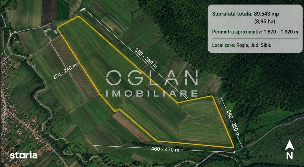 Teren 8,95 ha Roșia Sibiu  Comision 0%
