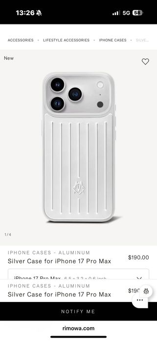 Rimowa Silver Case for iPhone 17 Pro/Max