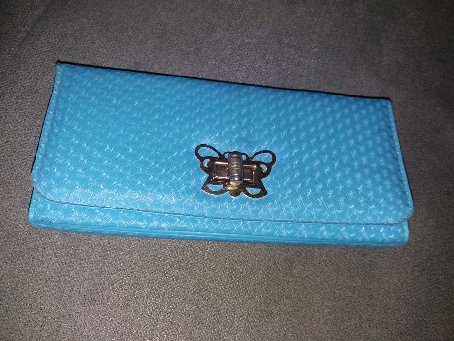 Ретро синьо портмоне с огледалце
