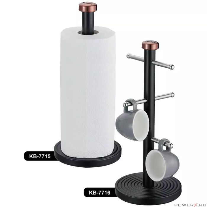 Suport pentru 6 pahare, cesti, negru, Klausberg