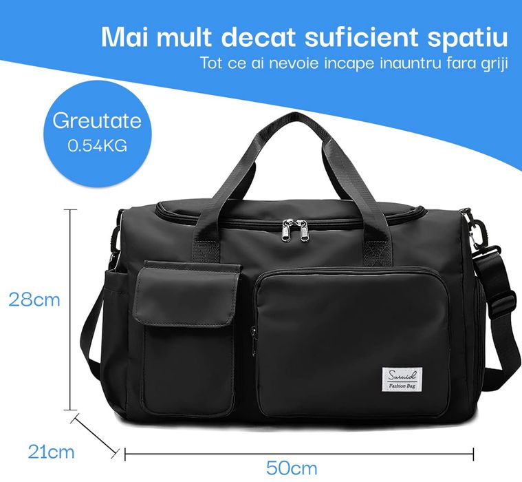 Geanta Gym & Travel, Rezistenta la Apa, cu Spatii Depozitare, culoare