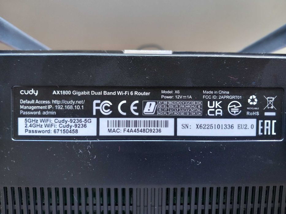 РУТЕР CUDY X6 /AX1800 Dual-band