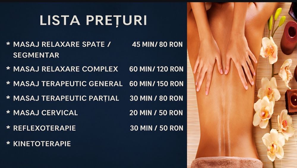 Servicii de masaj/kinetoterapie la domiciliu