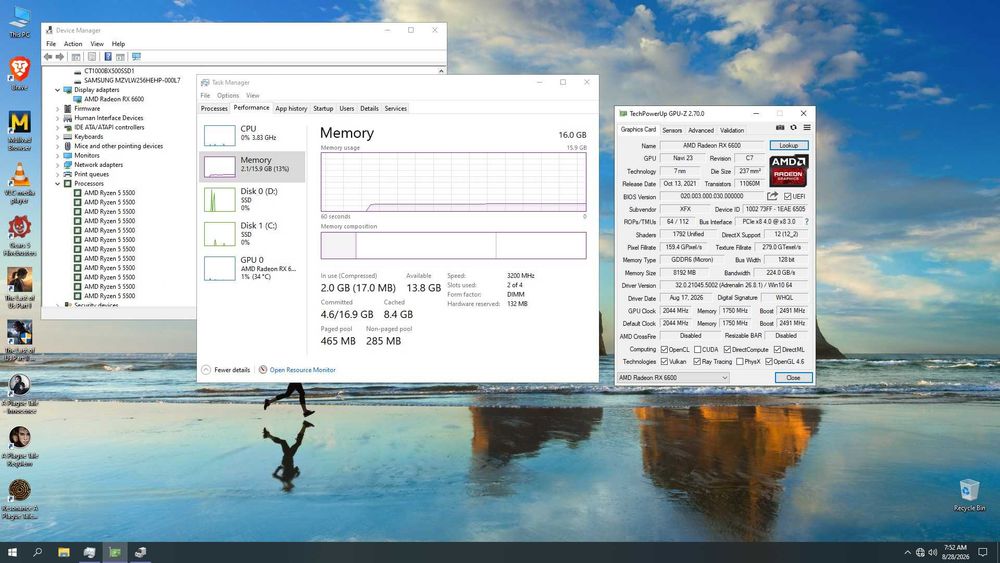 Unitate PC AMD Ryzen 5 5500 16GB DDR4 3200MHz RX 6600 8GB