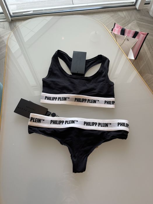 Сет сутиен топ бельо бикини филип плейн черен philipp plein pp